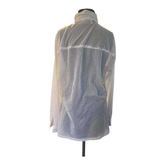Y2K White Sheer Mesh Top Womens Size 10 Disco Futuristic Minimalist Soft Girl - Picture 4 of 6
